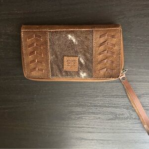 Brown Leather Wallet with Wrist Strap